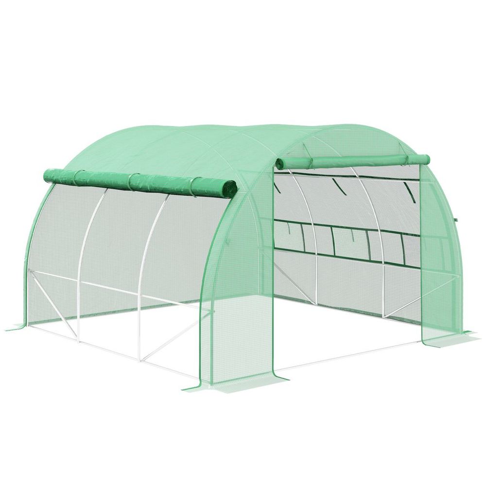 3 x 3 x 2 m Polytunnel Greenhouse Pollytunnel Tent w/ Steel Frame Green - anydaydirect