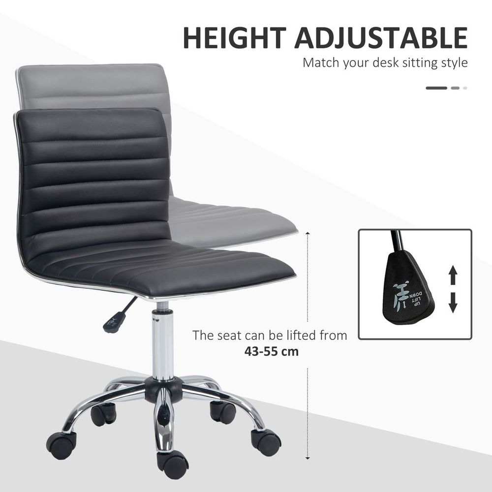 HOMCOM Armless Mid-Back Adjustable Office Chair with 360 Swivel Black - anydaydirect