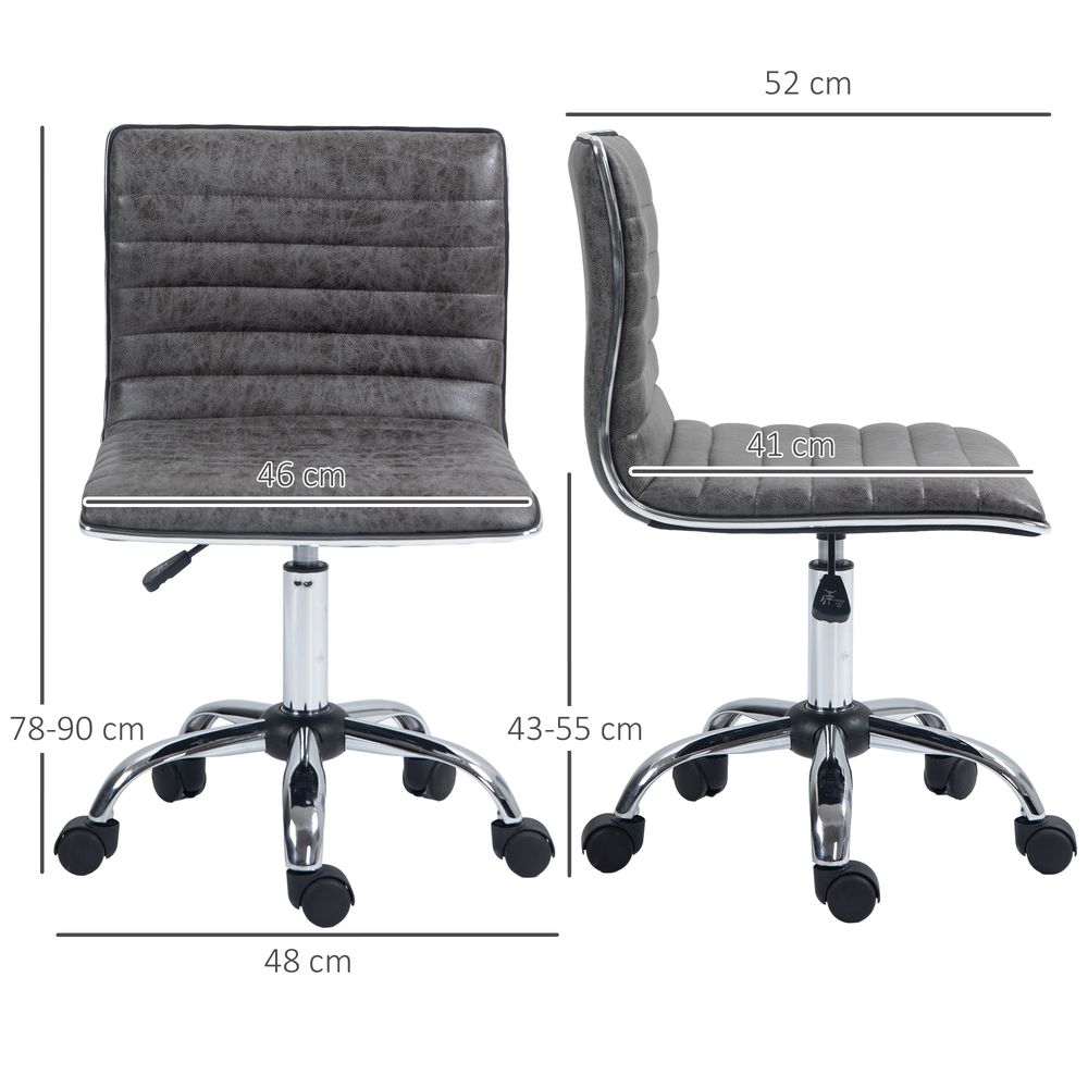 HOMCOM Armless Mid-Back Adjustable Office Chair with 360 Swivel Grey - anydaydirect