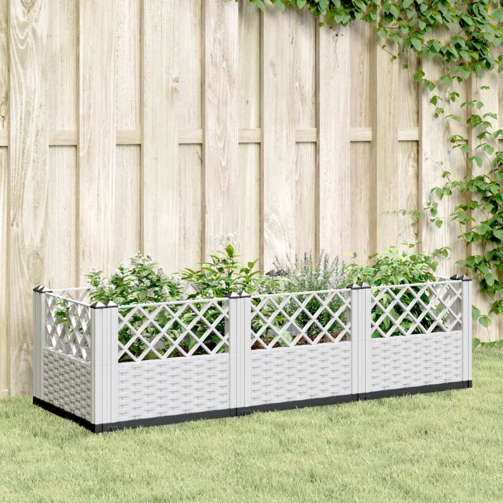 vidaXL Garden Planter with Pegs Brown 42.5x42.5x28.5 cm PP - anydaydirect