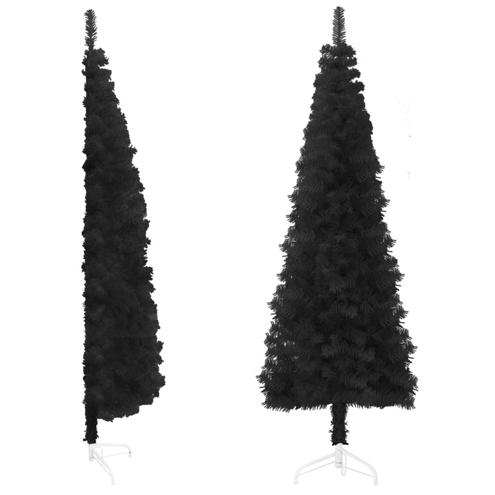 vidaXL Slim Artificial Half Christmas Tree with Stand Black 180 cm - anydaydirect