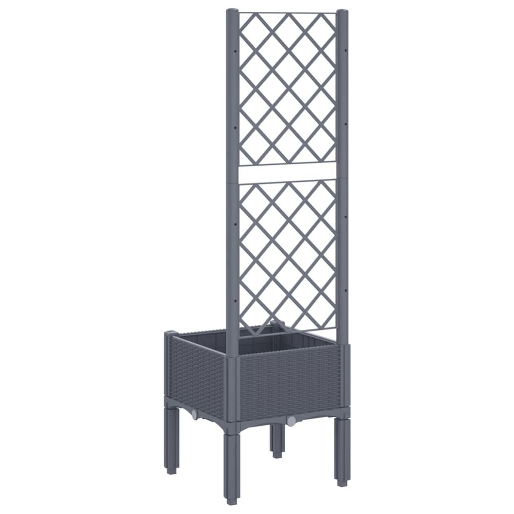 vidaXL Garden Planter with Trellis Grey 40x40x142 cm PP - anydaydirect