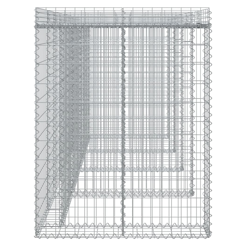 Gabion Wall for Garbage Wheelie Bin Storage 350x91x120 cm Galvanised Iron - anydaydirect