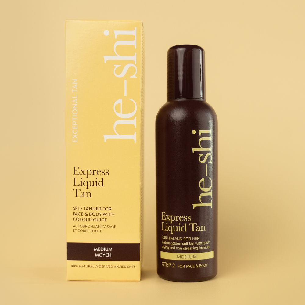 He-Shi Express Liquid Instant Self Tan 150ml - Medium Tan - Quick Dry - Easy to Apply - anydaydirect