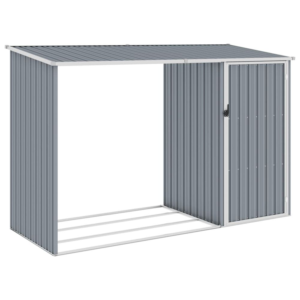 Galvanized Steel Garden Firewood Shed with Log Rack 245x98x159 cm - anydaydirect