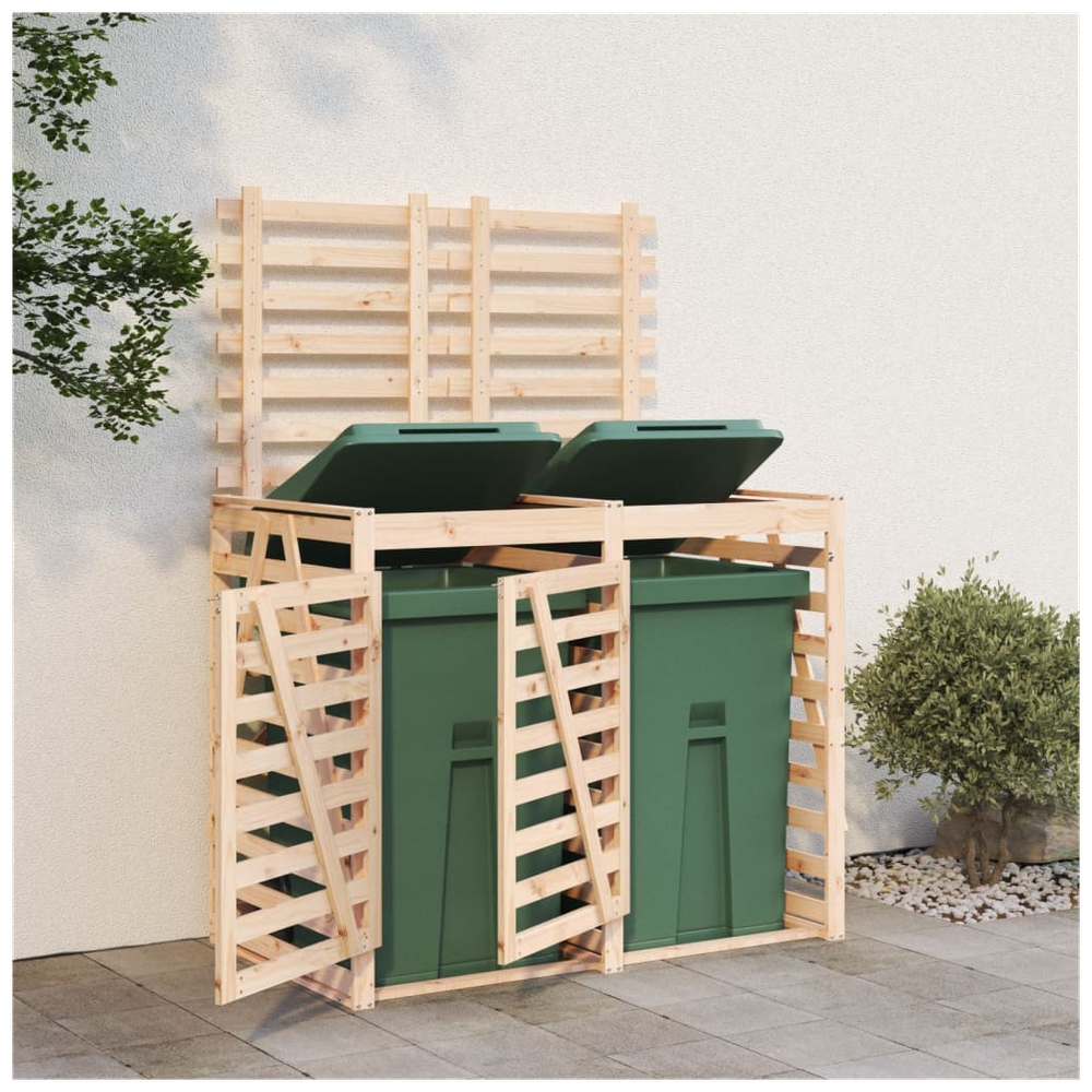 vidaXL Double Wheelie Bin Storage Solid Wood Pine - anydaydirect