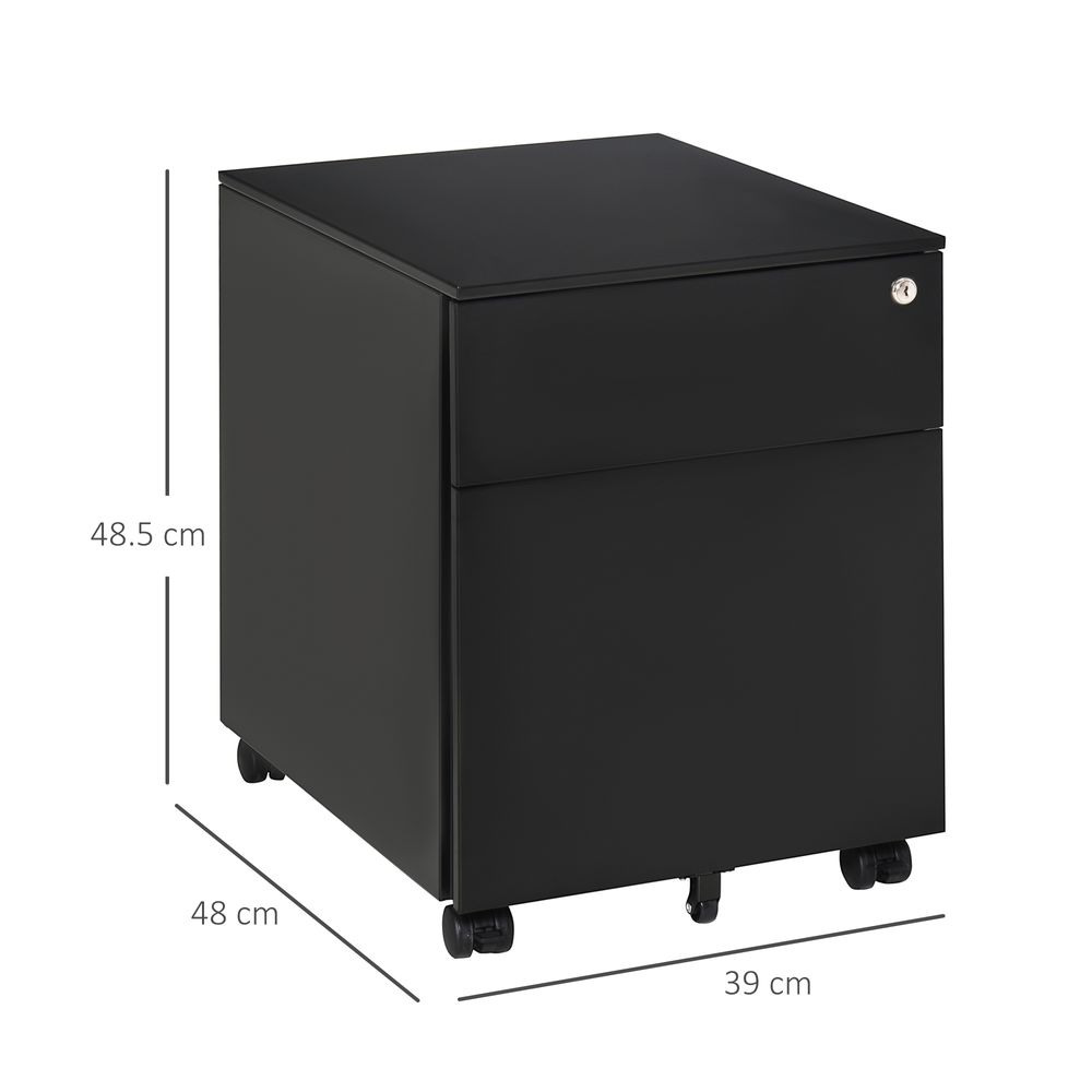 Mobile File Cabinet Steel Lockable  Pencil Tray for A4, Letters Black Vinsetto - anydaydirect