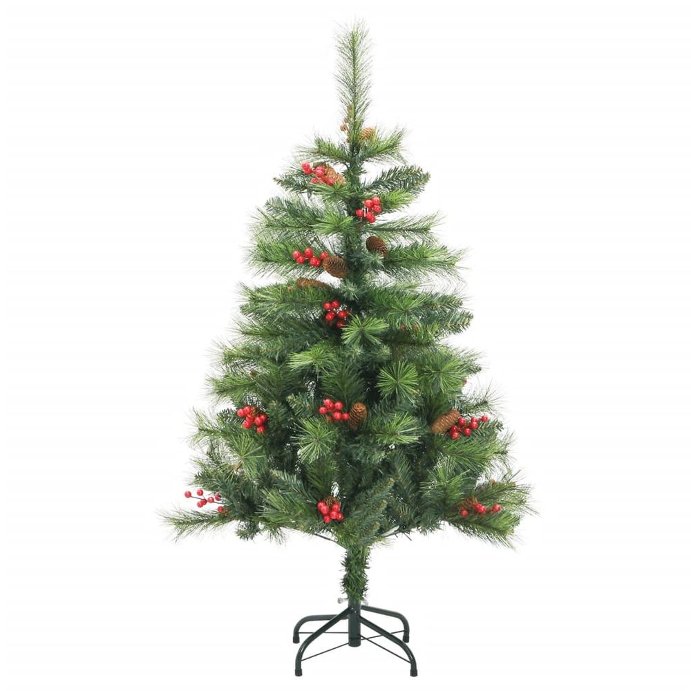 vidaXL Artificial Hinged Christmas Tree with Cones and Berries 5ft to 8ft - anydaydirect