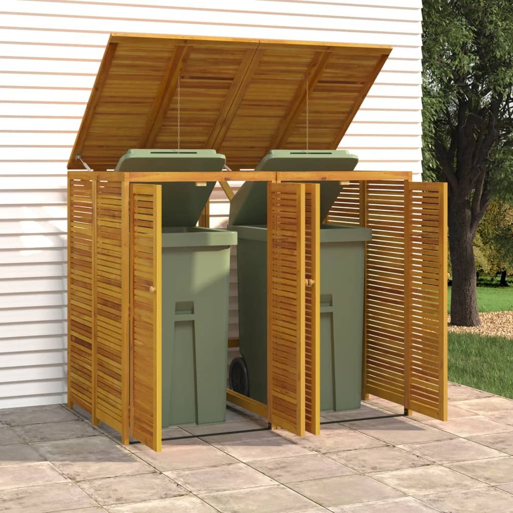 Garbage Wheelie Bin Storage Solid Wood Acacia - anydaydirect