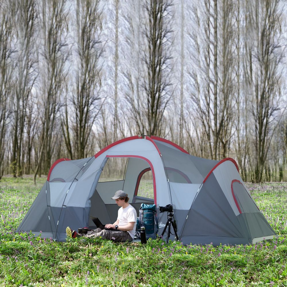 Outdoor  Camping Tent For 5-6 W/ Bag, Fiberglass & Steel Frame Outsunny - anydaydirect