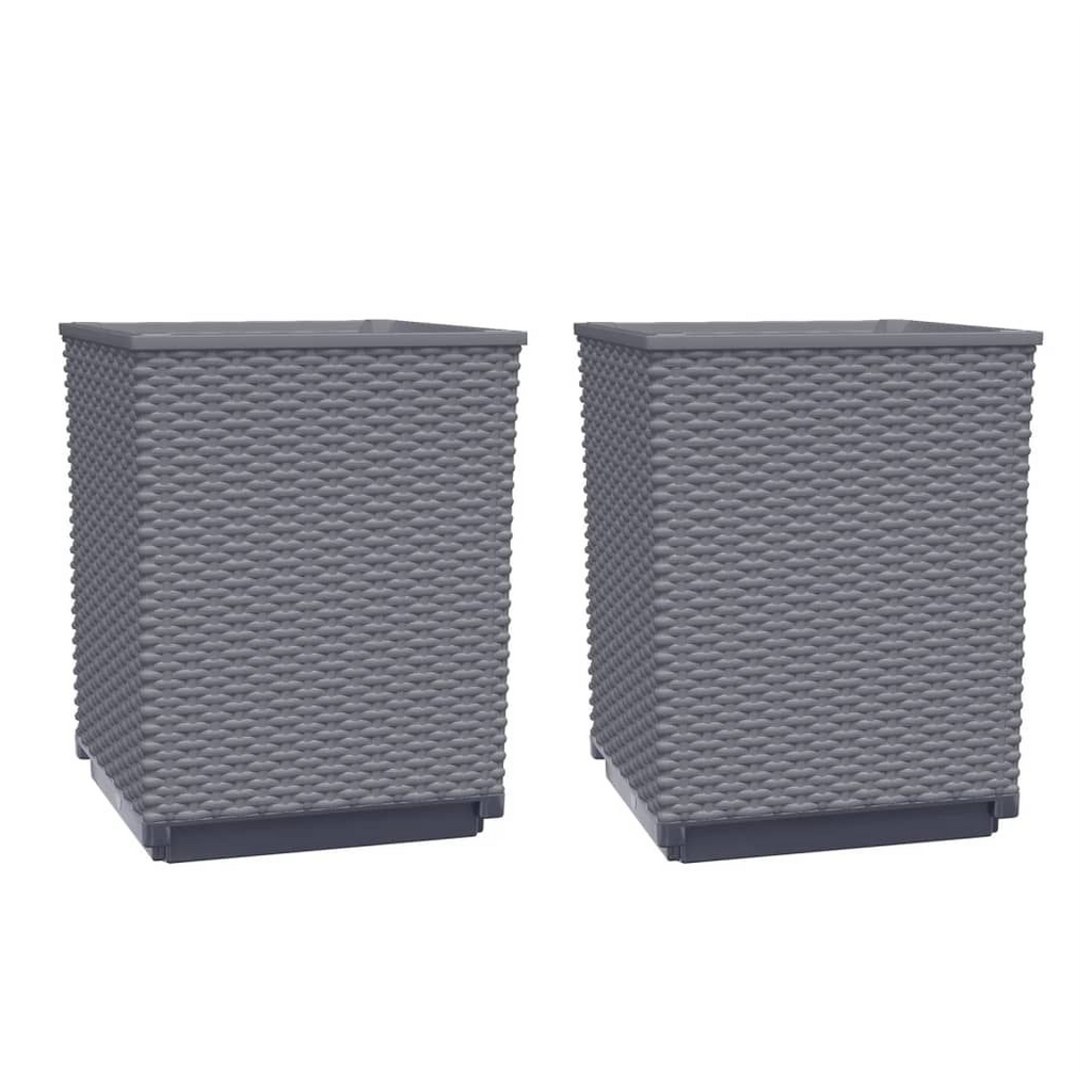 vidaXL Planters 2 pcs Dark Grey 30x30x37 cm Polypropylene - anydaydirect