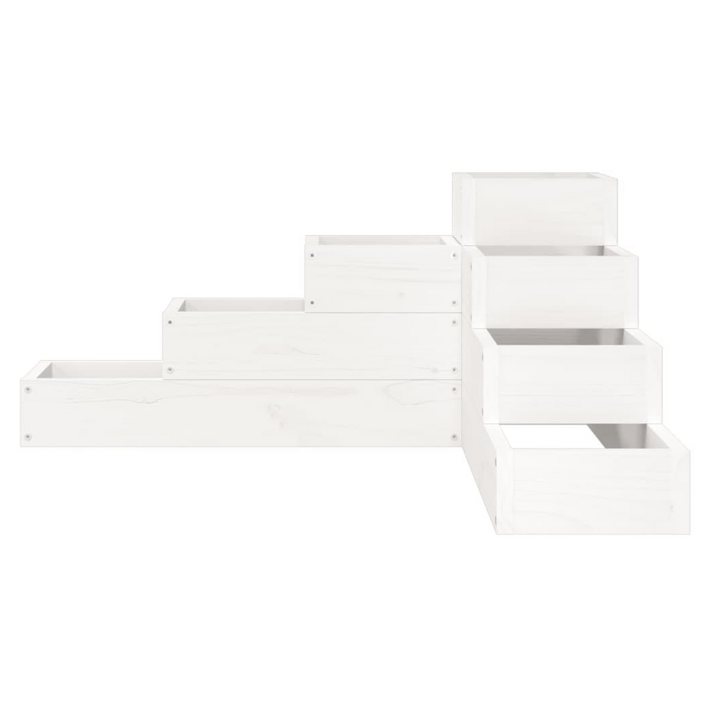 vidaXL Garden Planter 4-Tier 80.5x79x36 cm White Solid Wood Pine - anydaydirect