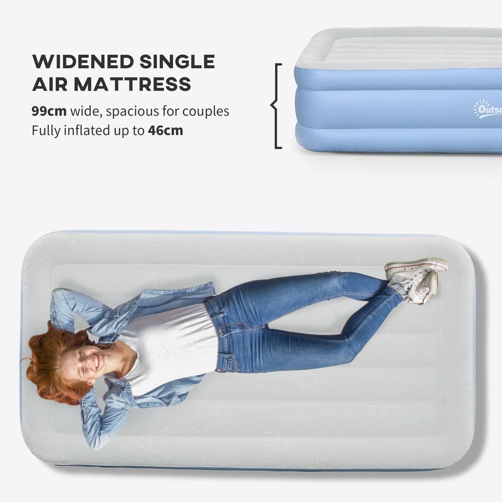 Outsunny Single Inflatable Mattress with Electric Pump, 191 x 99 x 46cm - anydaydirect