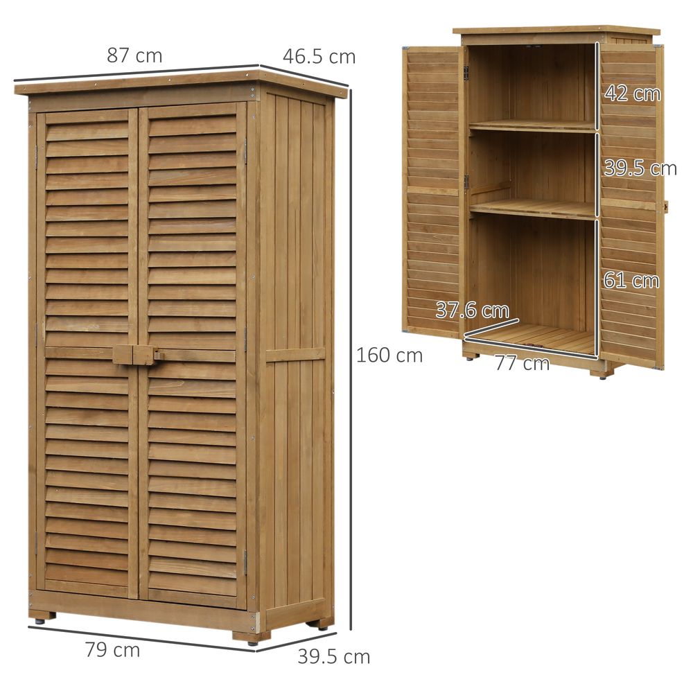 Wooden Garden Storage Shed 3-Tier Tool Cabinet Organizer - anydaydirect