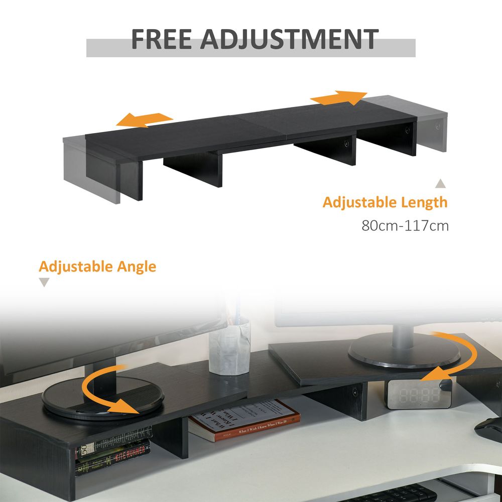 Monitor Stand Screen Riser w/ Adjustable Length for Two Laptop Max Vinsetto - anydaydirect