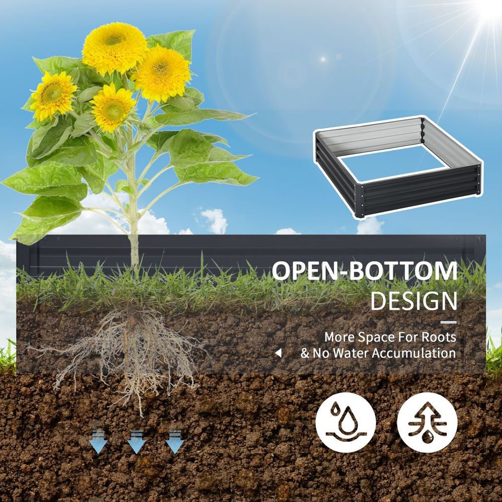 Raised Garden Bed Gardner Frame Outdoor Planter Kit Flower Vegetables Grey - anydaydirect