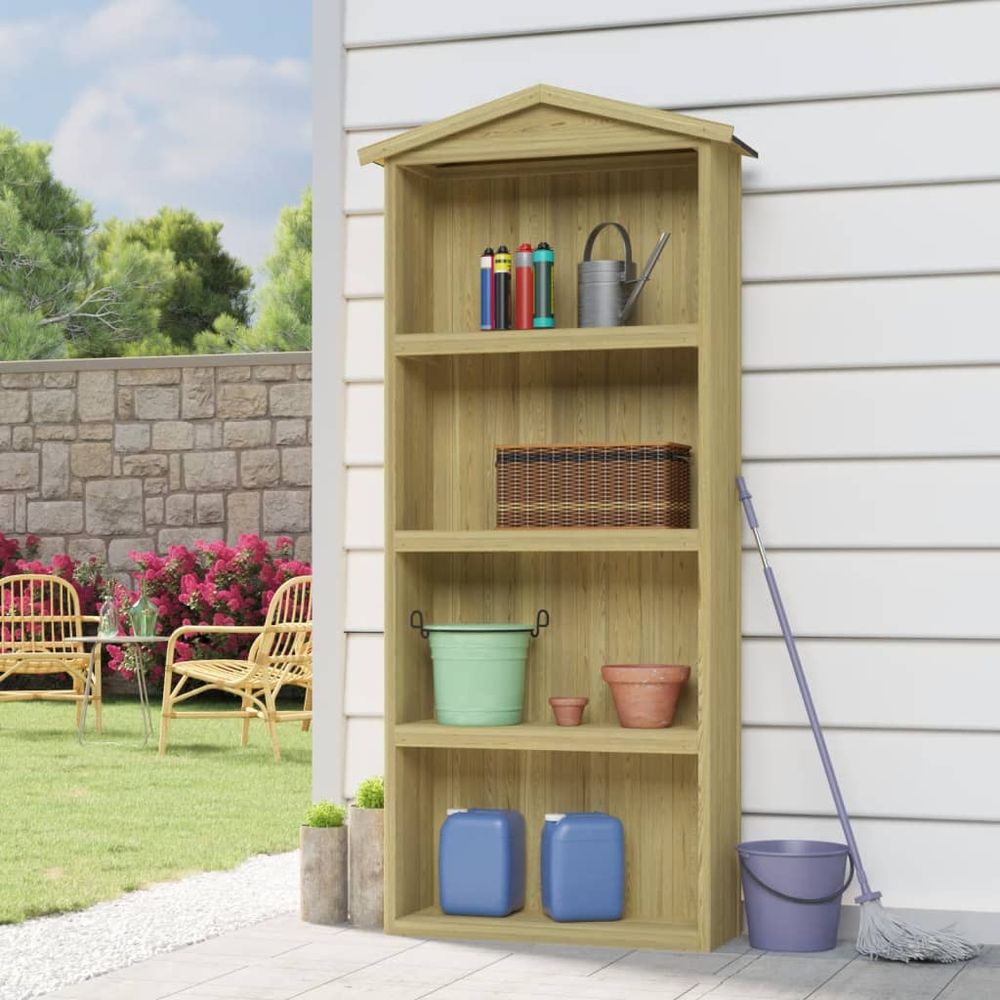 Durable Pinewood Garden Tool Shed with Shelves and Weatherproof Roof - anydaydirect