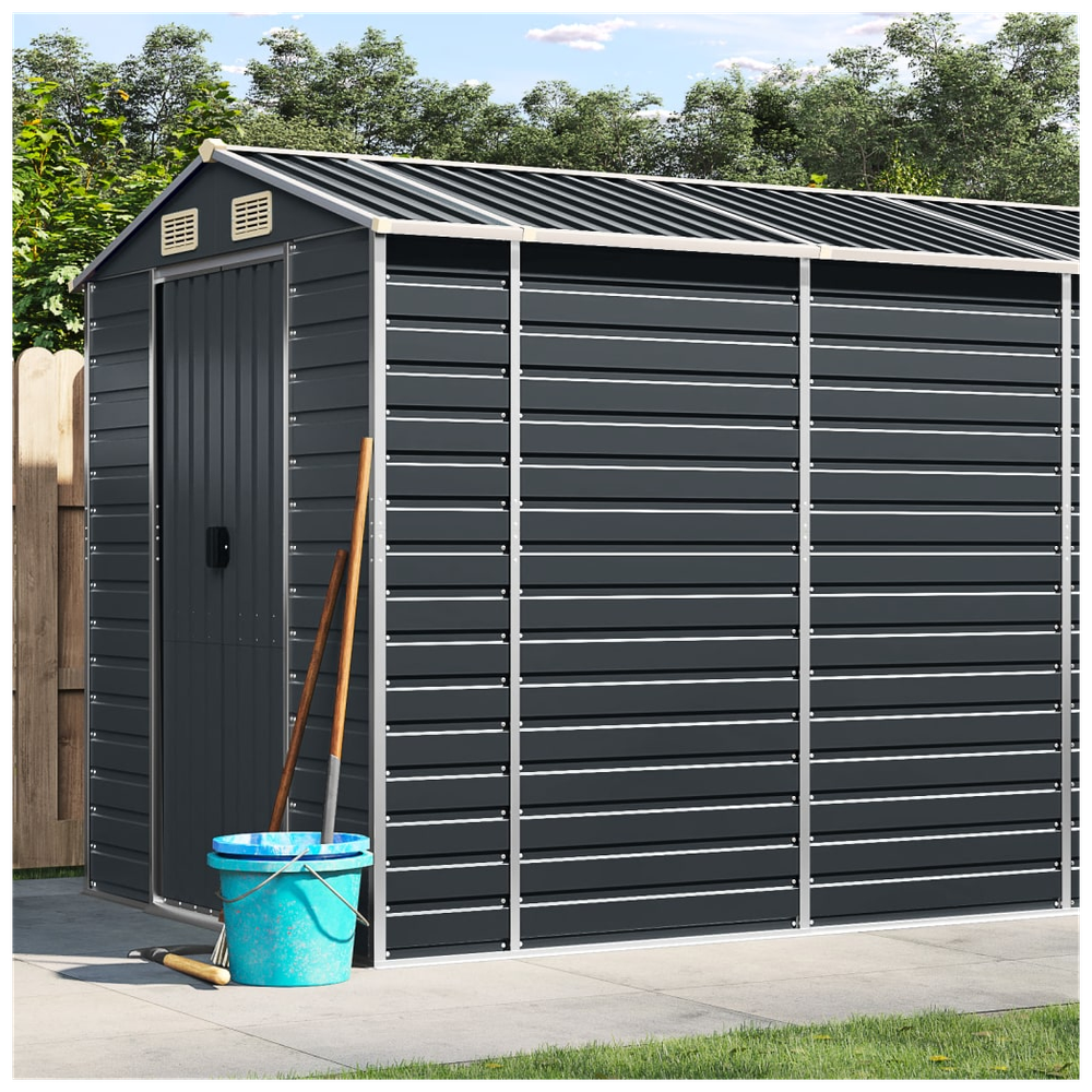 vidaXL Galvanised Steel Garden Shed with Vents - 191x895x198cm - anydaydirect