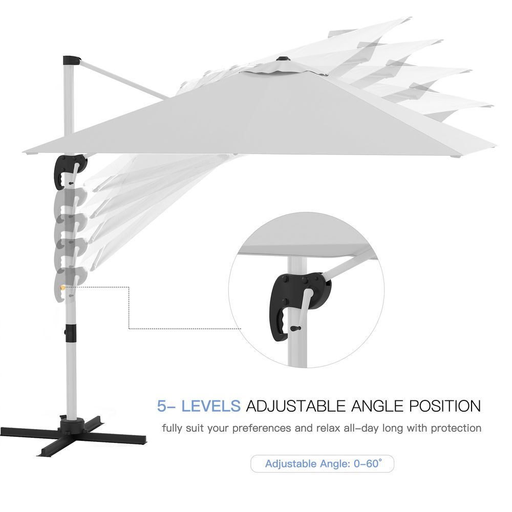 Outsunny 3 x 3(m) Cantilever Roma Parasol Garden Umbrella with Cross Base White - anydaydirect