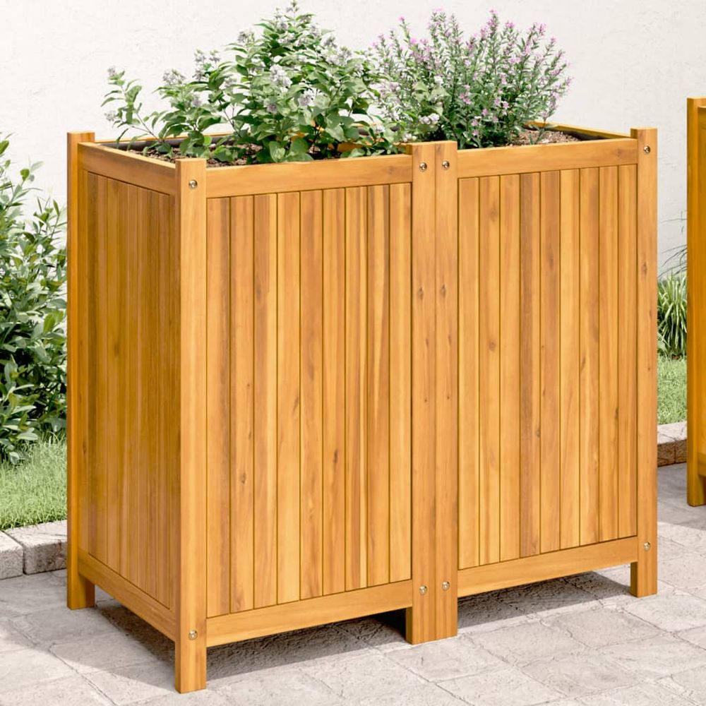 vidaXL Garden Planter with Liner 31x31x30 cm Solid Wood Acacia - anydaydirect