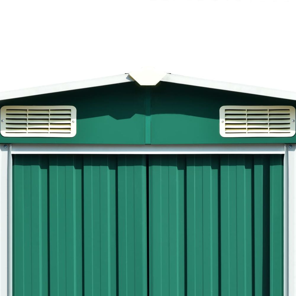 Large Green Galvanized Steel Garden Shed 257x990x181 cm - anydaydirect