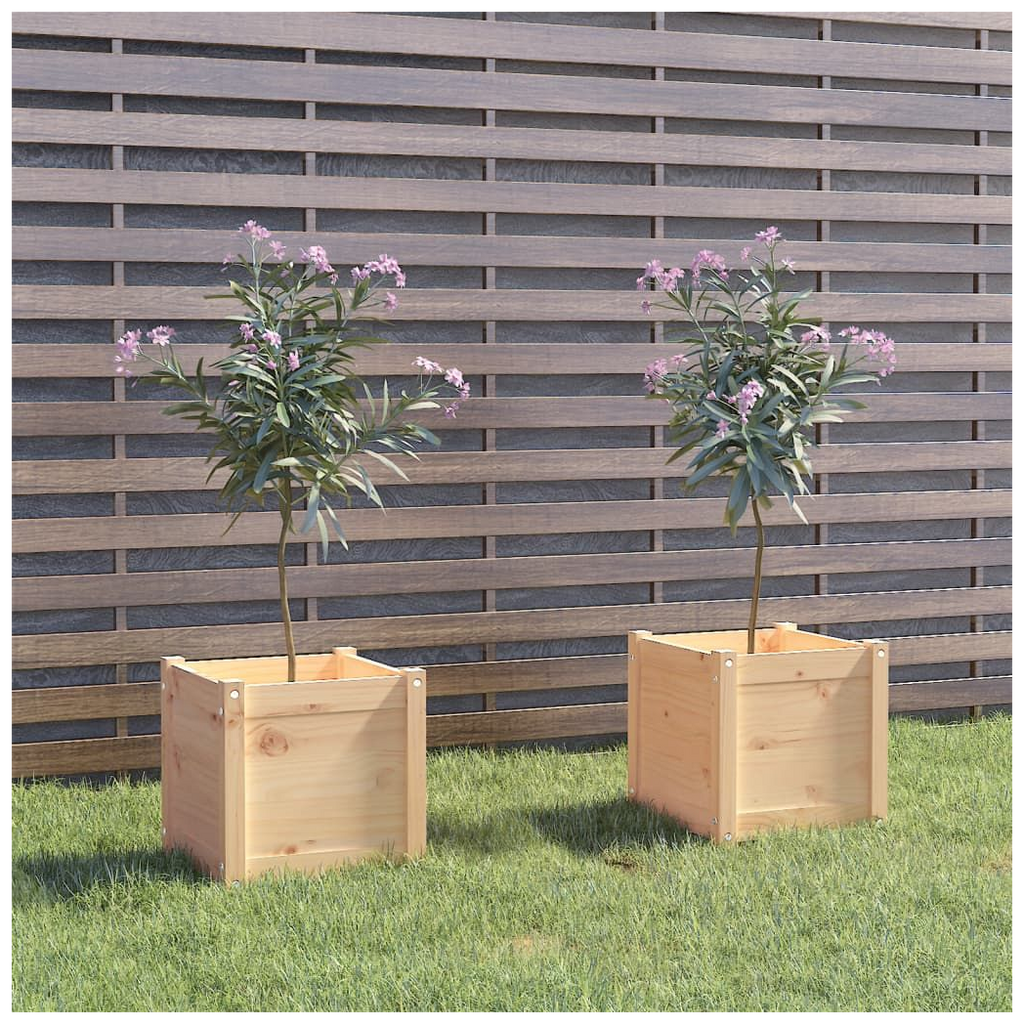 vidaXL Garden Planters 2 pcs 40x40x40 cm Solid Pinewood - anydaydirect