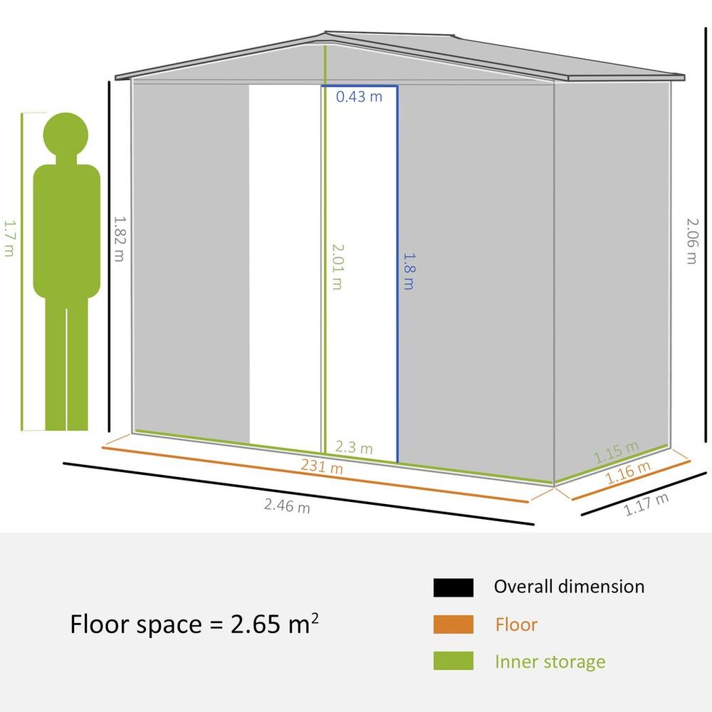 Green Outdoor Garden Storage Shed – Metal Tool Shed for Backyard - anydaydirect