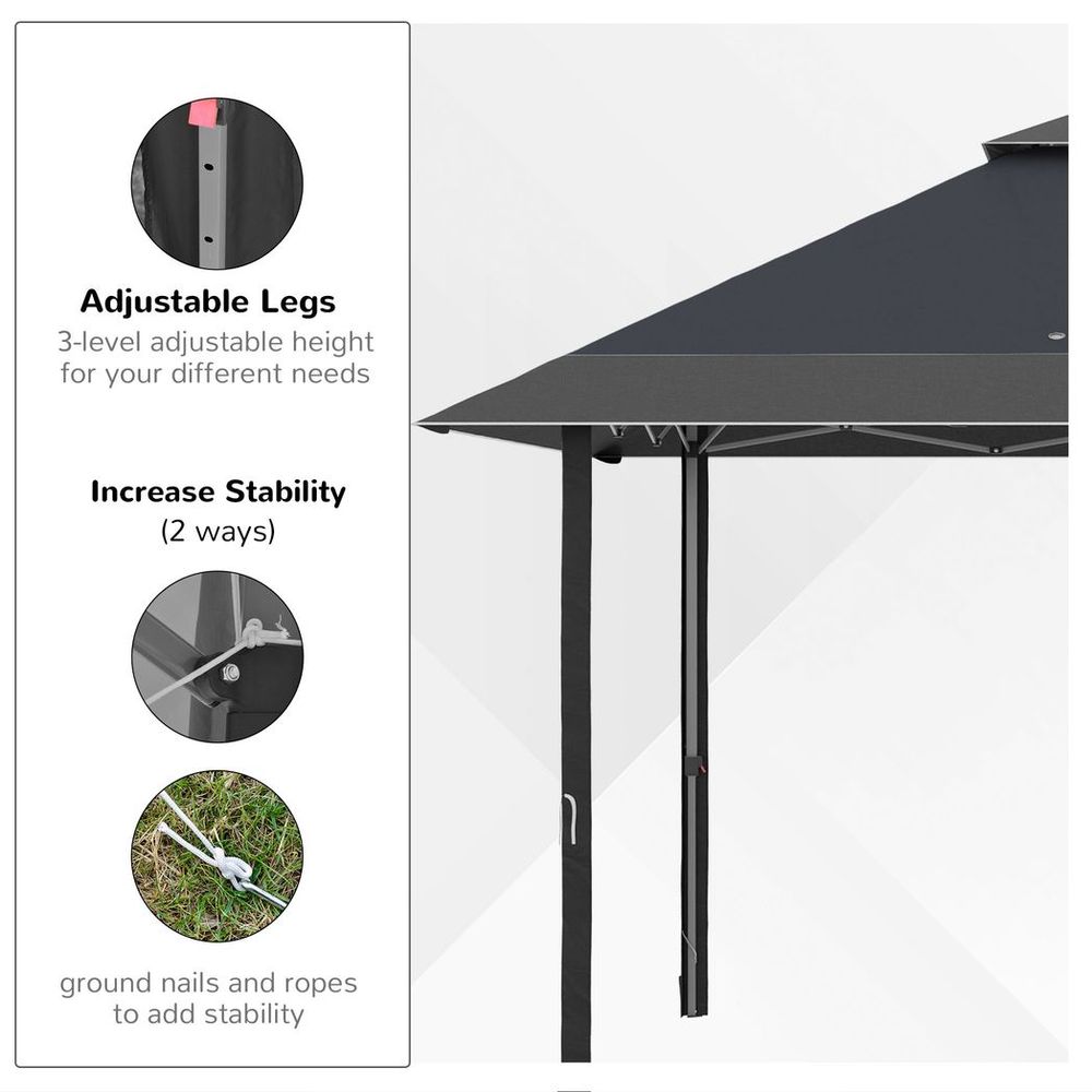 4 x 4m Outdoor Pop-Up Canopy Tent Gazebo Adjustable Legs Bag Grey - anydaydirect