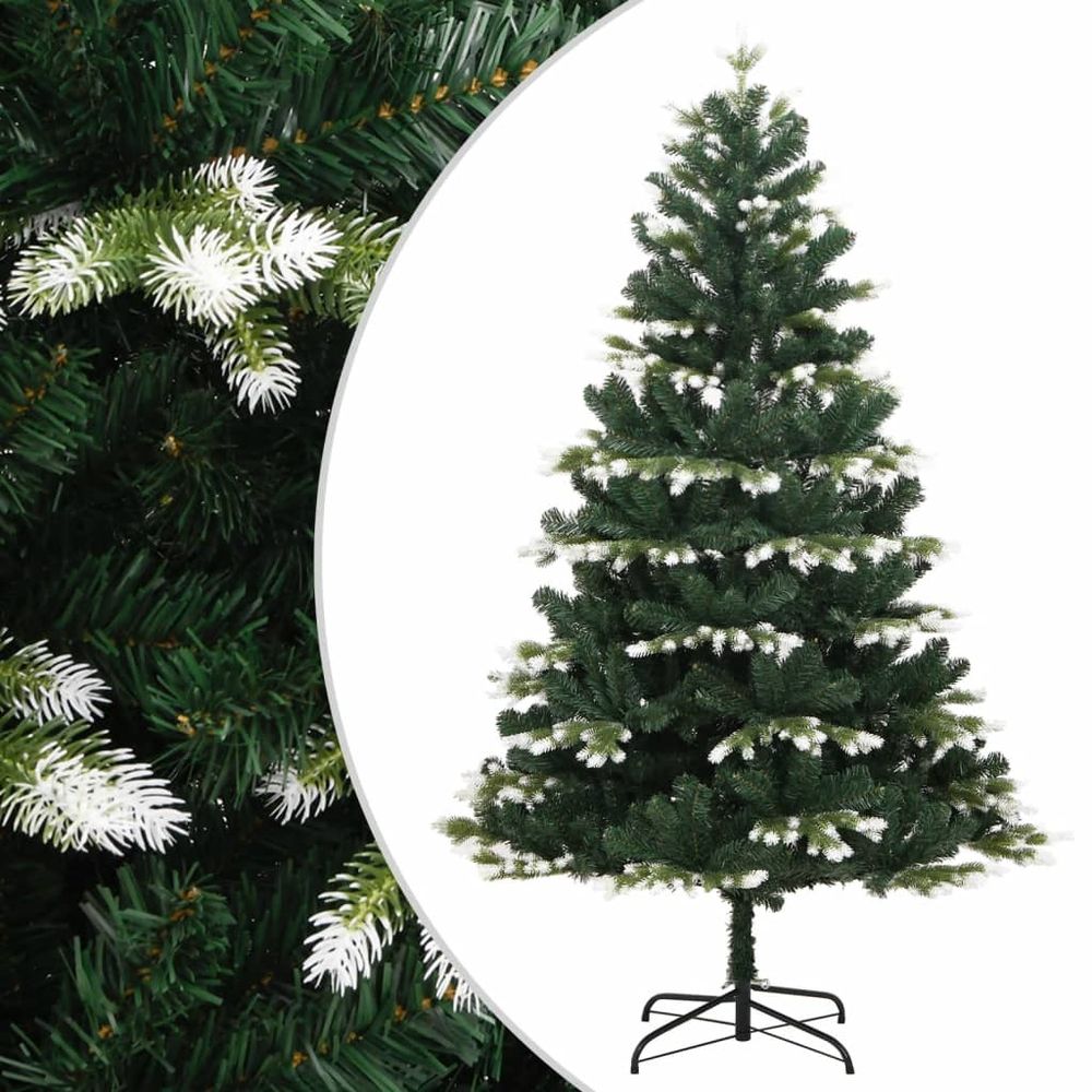 vidaXL Artificial Hinged Christmas Tree with Flocked Snow 4ft to 8ft - anydaydirect