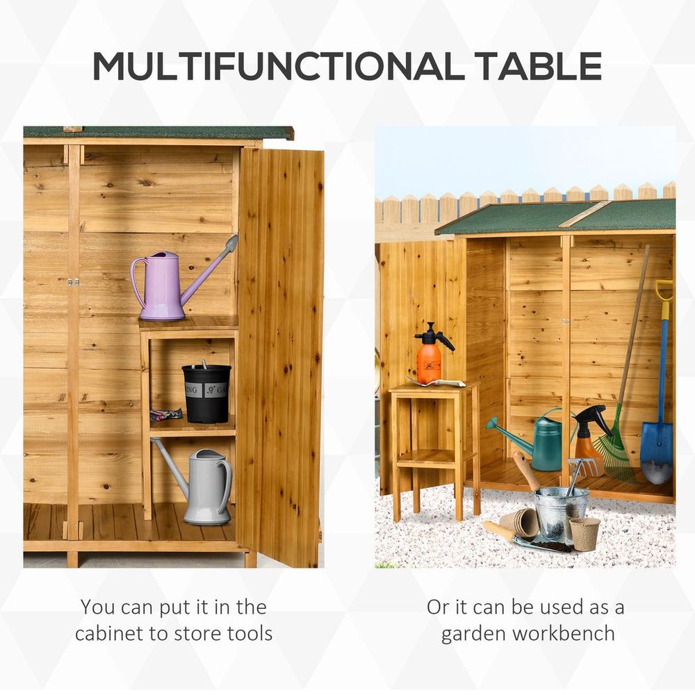 Compact Garden Storage Shed with Tool Organizer & Table, Natural - anydaydirect