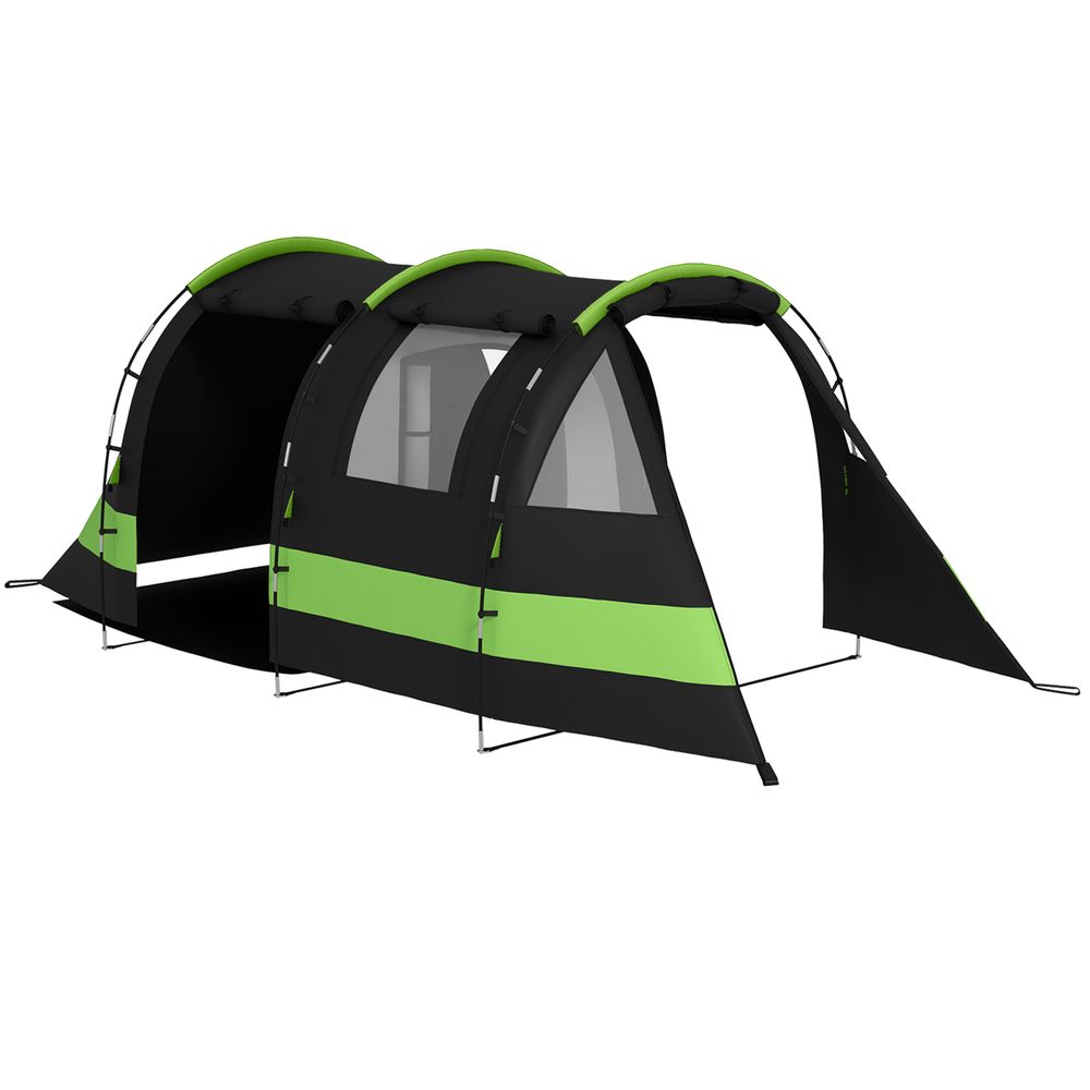 Outsunny Blackout Camping Tent with Bedroom & Living Room for 4-5 Person, Black - anydaydirect