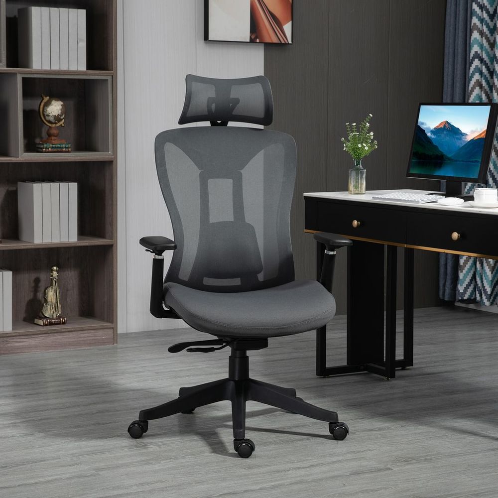 Vinsetto Mesh Office Chair for Home with Lumbar Support, Sliding Seat, 3D Arm - anydaydirect