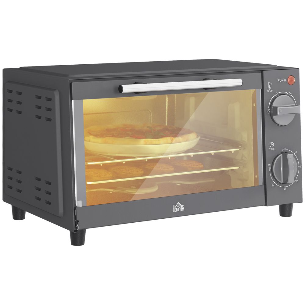 HOMCOM Mini Oven 9L Countertop Electric Grill with Temp Timer Control 750W - anydaydirect