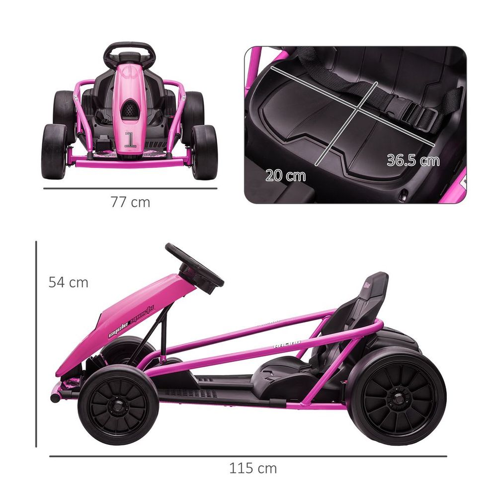 HOMCOM 24V Electric Go Kart for Kids with Music, Horn Honking, Slow Start - anydaydirect