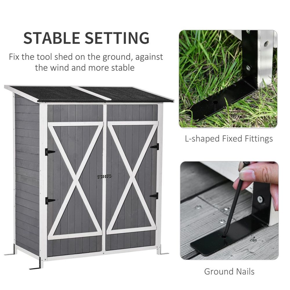 Compact Garden Storage Shed with Removable Table, Dark Grey - anydaydirect