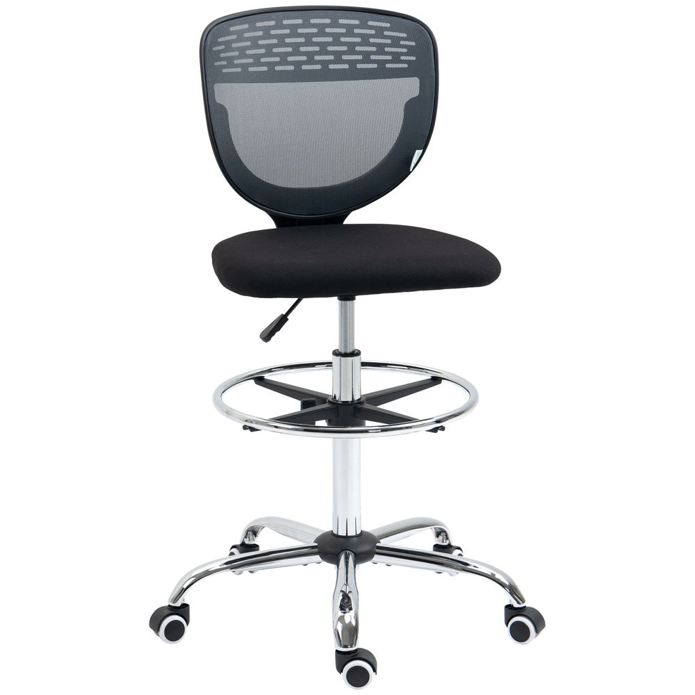 Vinsetto Draughtsman Chair, Tall Office Chair with Lumbar Support, Grey - anydaydirect