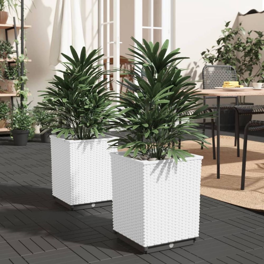 vidaXL Planters 2 pcs Dark Grey 30x30x37 cm Polypropylene - anydaydirect