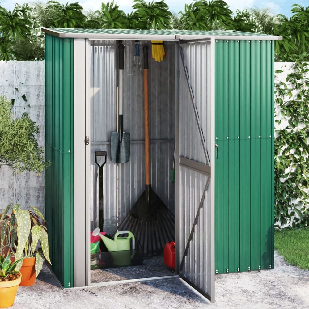 Green Garden Shed 180.5x97x209.5 cm - Galvanized Steel - anydaydirect