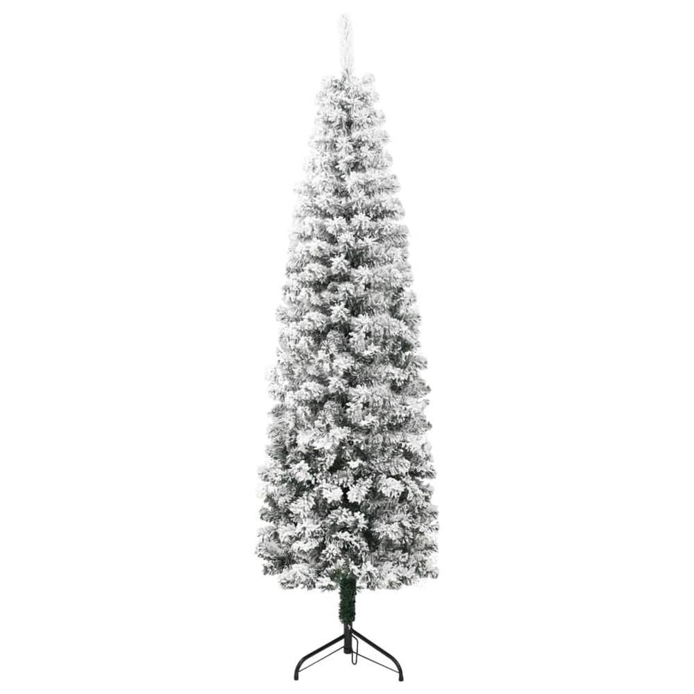 vidaXL Slim Artificial Half Christmas Tree with Flocked Snow 210 cm - anydaydirect