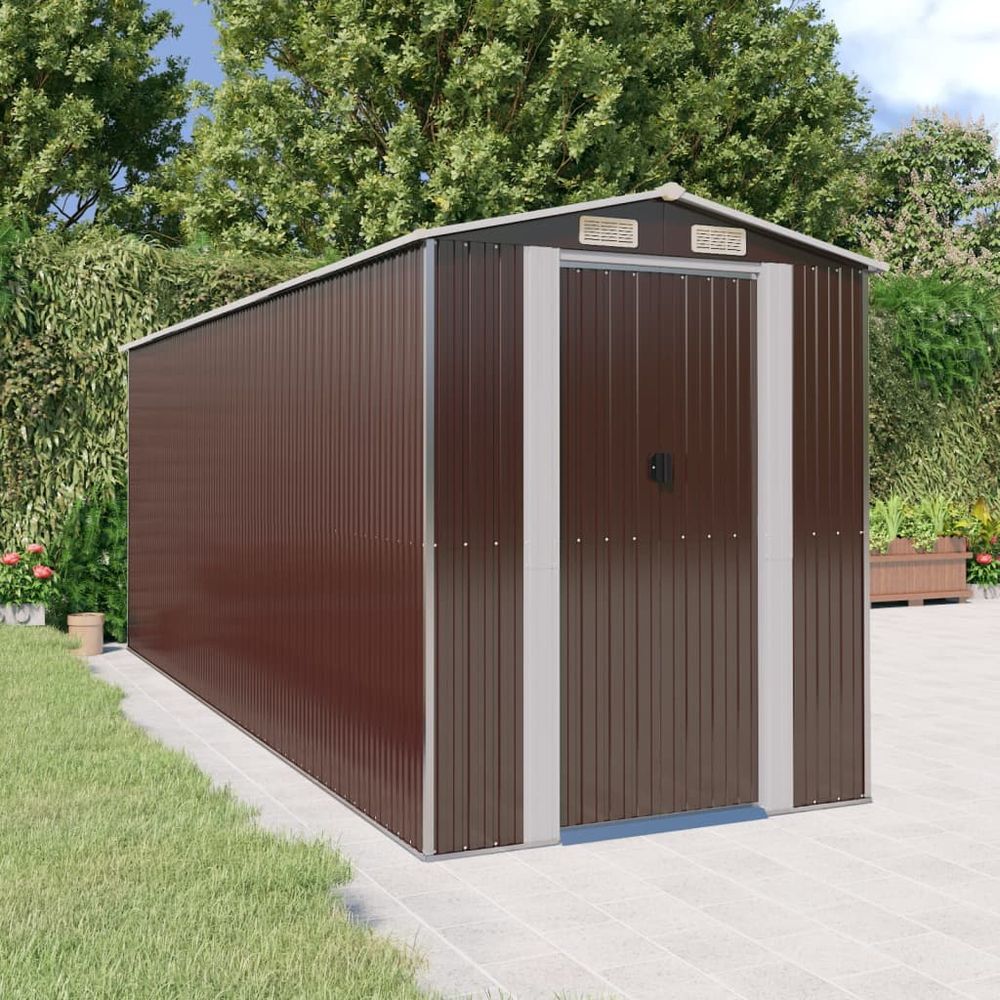 Durable Galvanized Steel Garden Shed 192x108x223 cm Green - anydaydirect