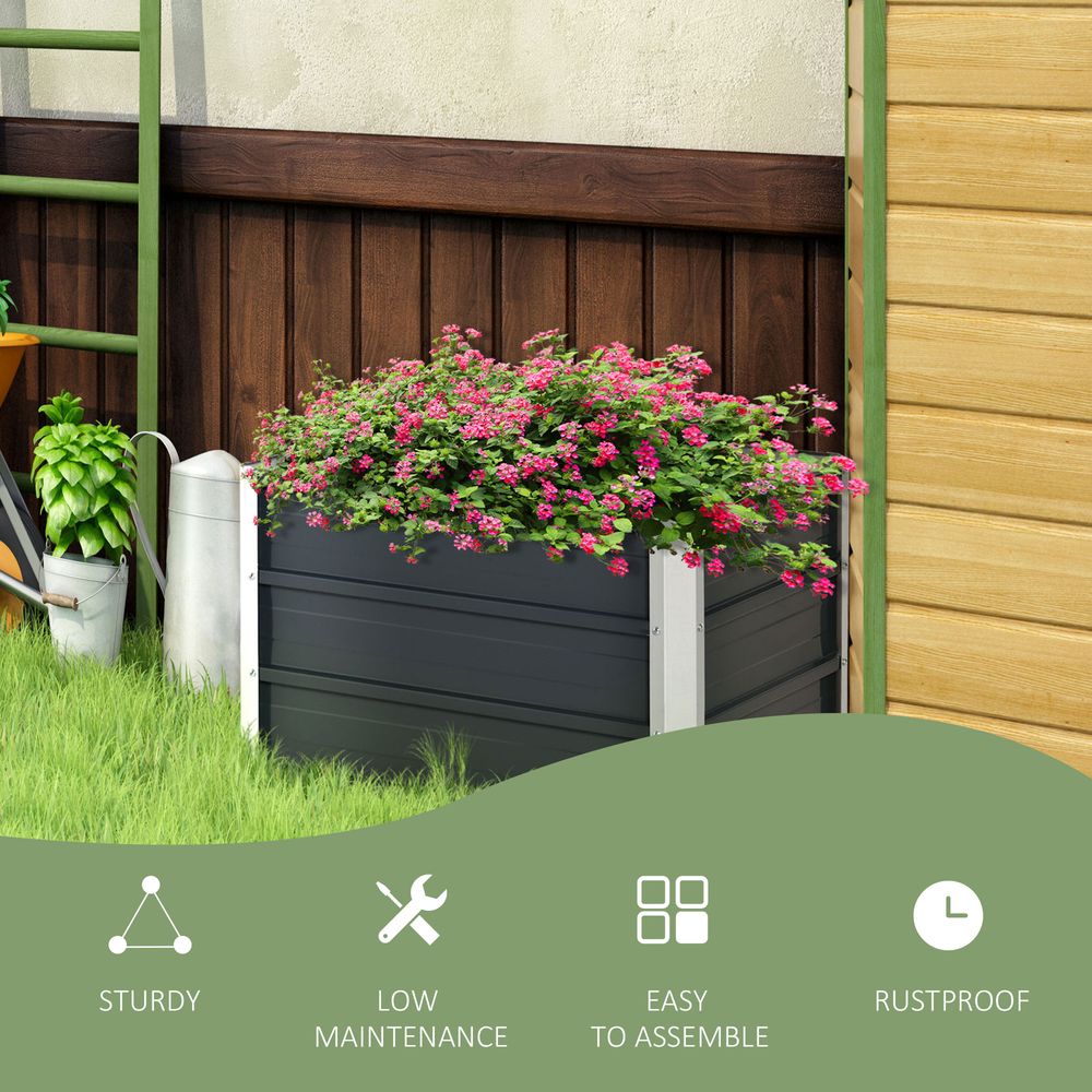 Raised Garden Bed, Elevated Planter Box & Gloves, Grey - anydaydirect