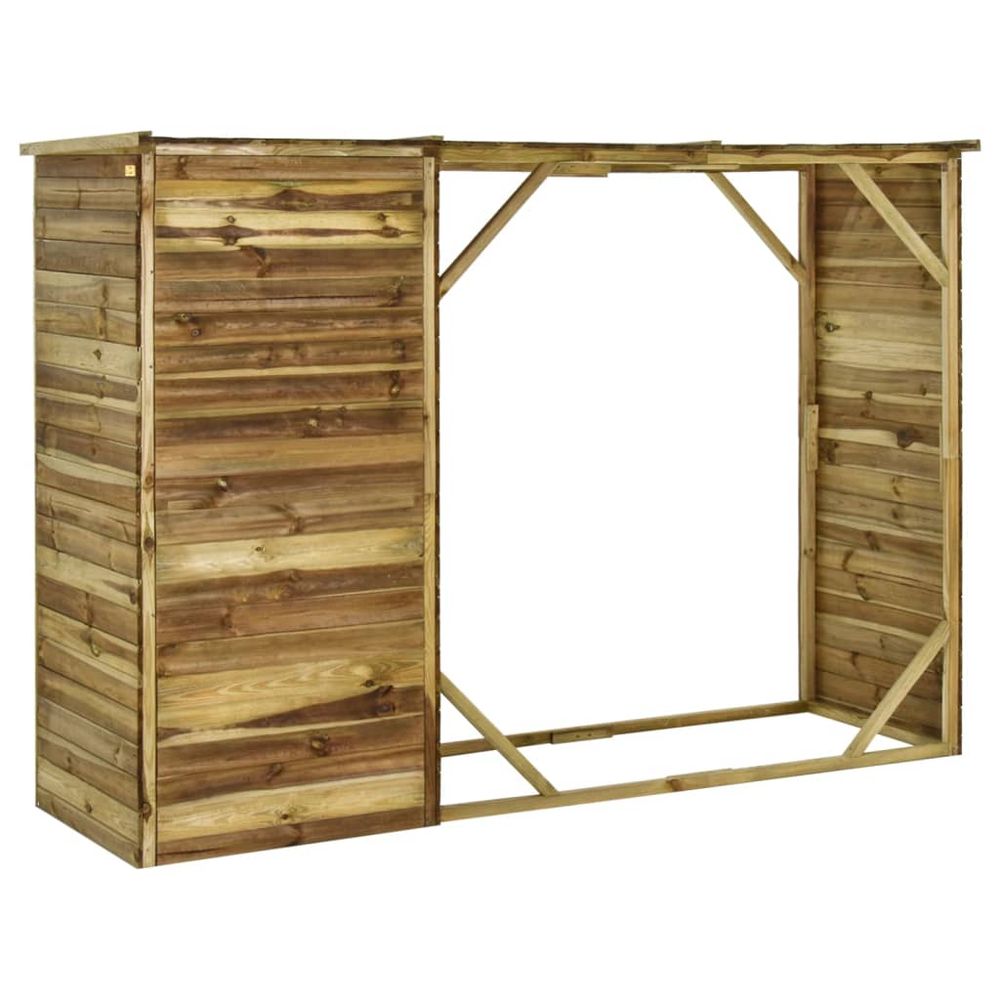 Pinewood Garden Shed for Firewood and Tool Storage 253x80x170 cm - anydaydirect