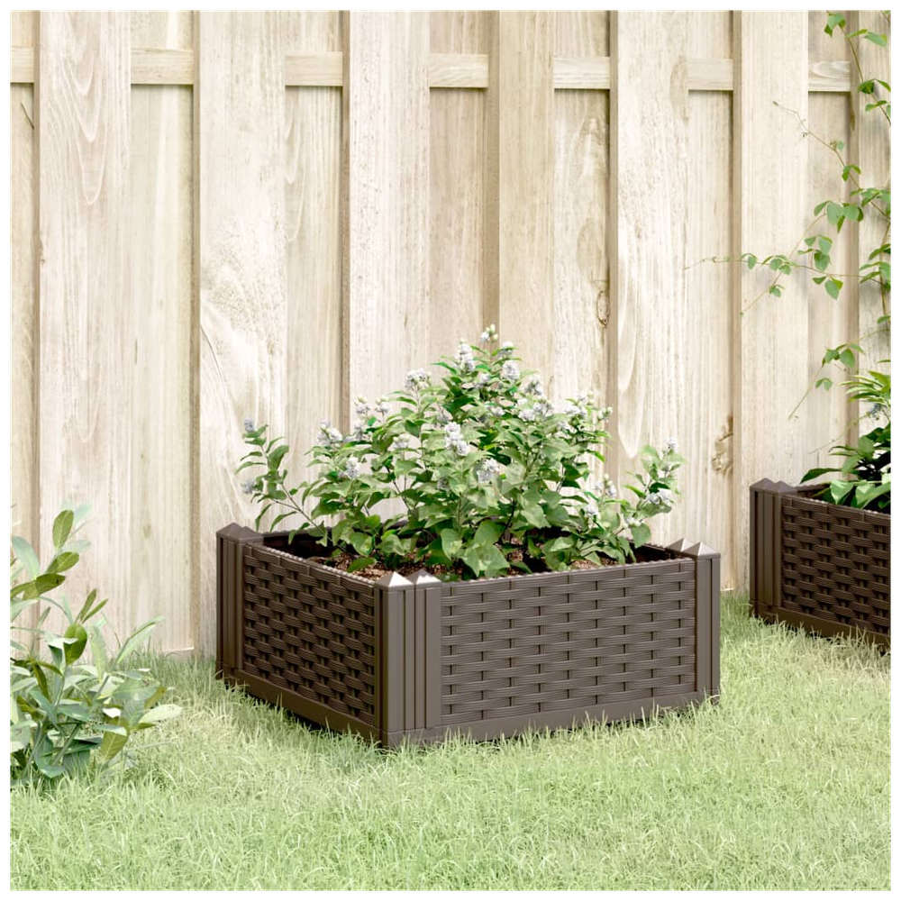 vidaXL Garden Planter with Pegs Brown 42.5x42.5x28.5 cm PP - anydaydirect