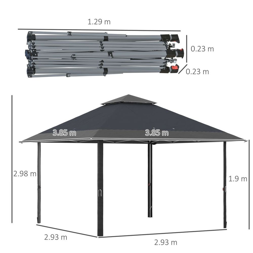 4 x 4m Outdoor Pop-Up Canopy Tent Gazebo Adjustable Legs Bag Grey - anydaydirect