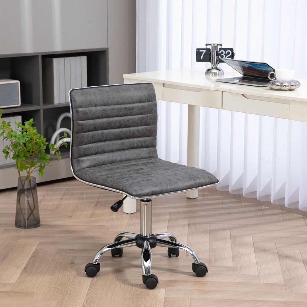 HOMCOM Armless Mid-Back Adjustable Office Chair with 360 Swivel Grey - anydaydirect