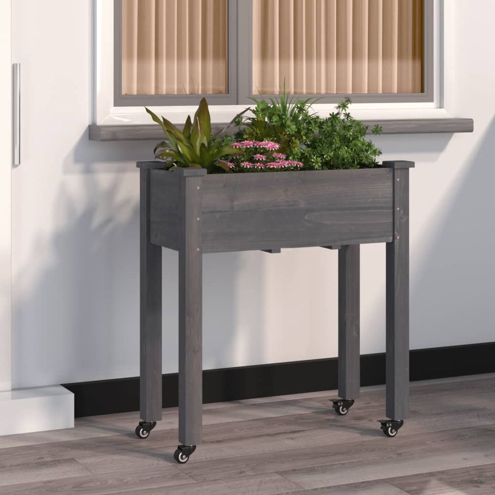 vidaXL Planter with Liner 71x37x76 cm Solid Wood Fir - anydaydirect