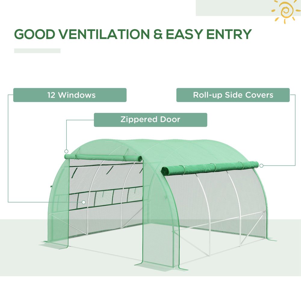 3 x 3 x 2 m Polytunnel Greenhouse Pollytunnel Tent w/ Steel Frame Green - anydaydirect