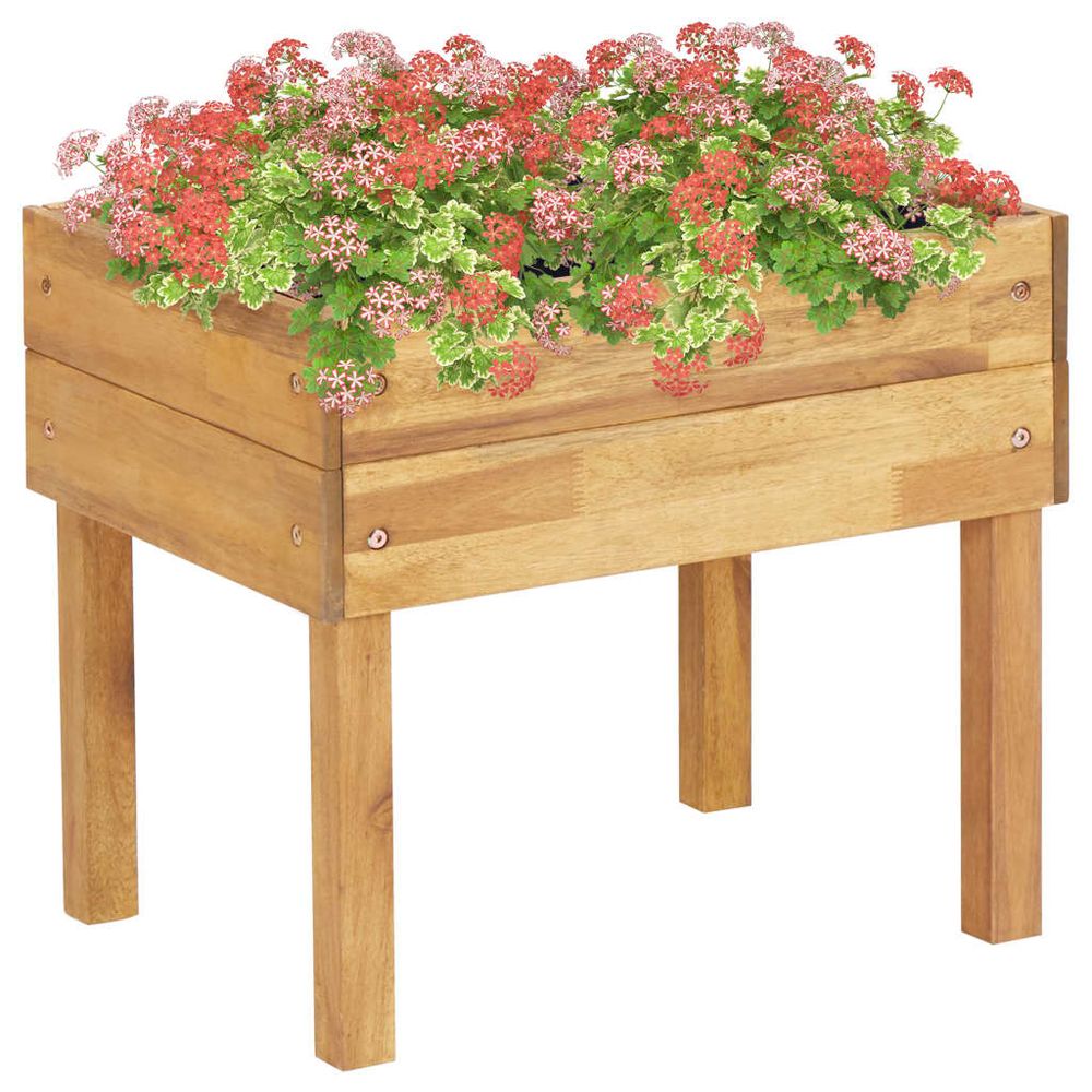 vidaXL Raised Garden Planter 78.5x58.5x78.5 cm Solid Acacia Wood - anydaydirect