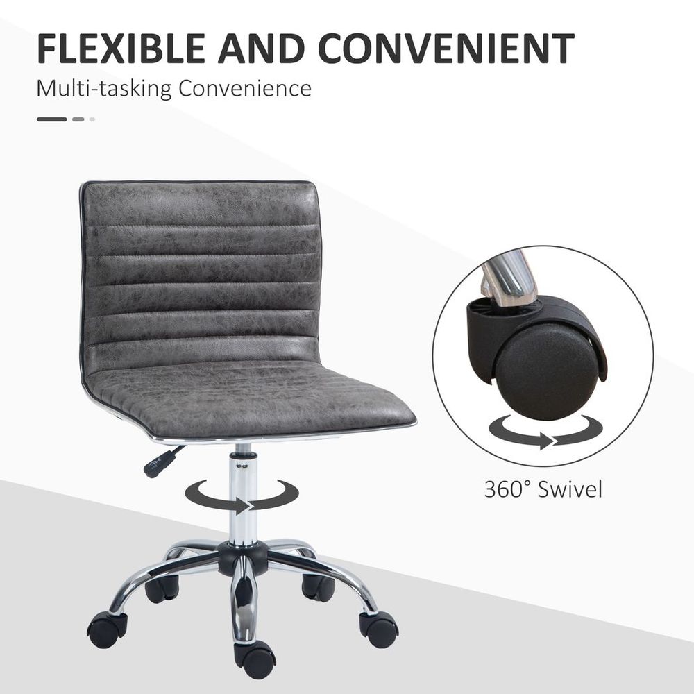 HOMCOM Armless Mid-Back Adjustable Office Chair with 360 Swivel Grey - anydaydirect