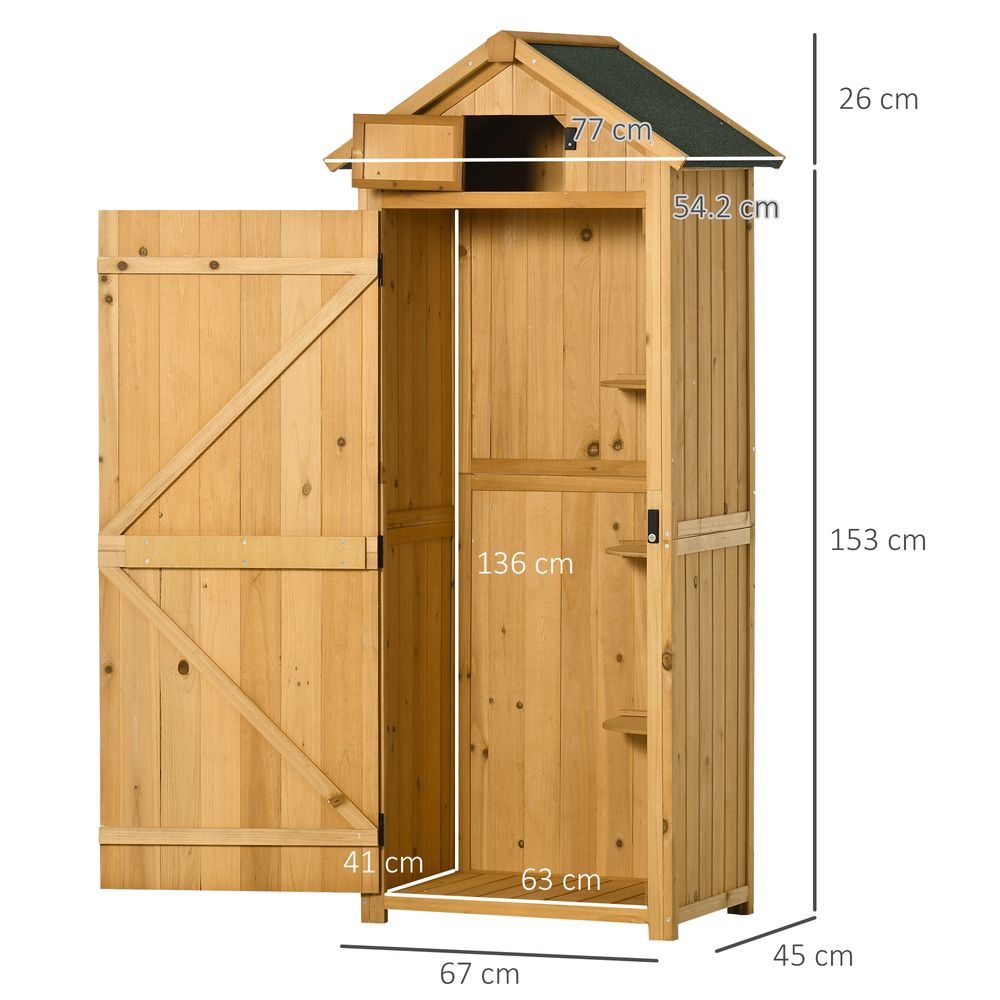 Durable Wooden Garden Shed with 3 Shelves - 77 x 54 x 179cm - anydaydirect